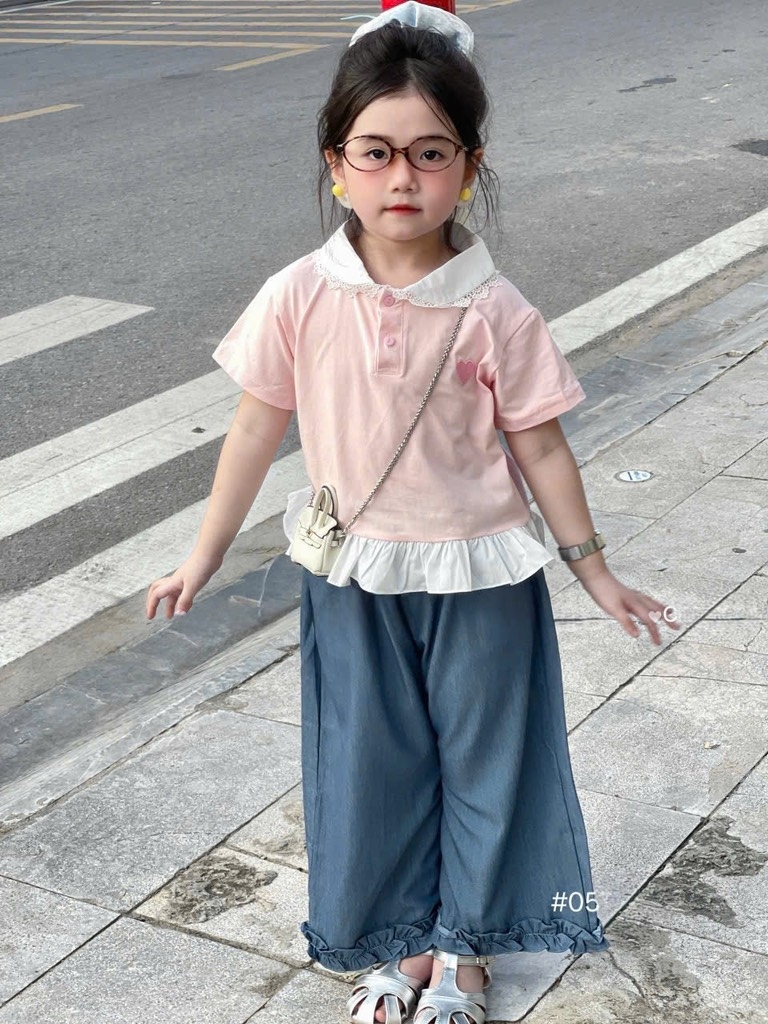 SET ÁO COTTON PHỐI QUẦN GIẤY BÉ GÁI NHỠ