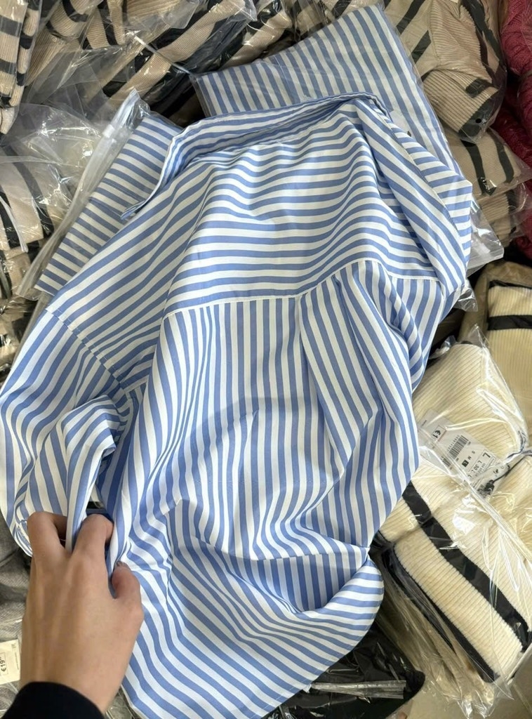ÁO SƠ MI Z.R KẺ XANH DÀI TAY NỮ