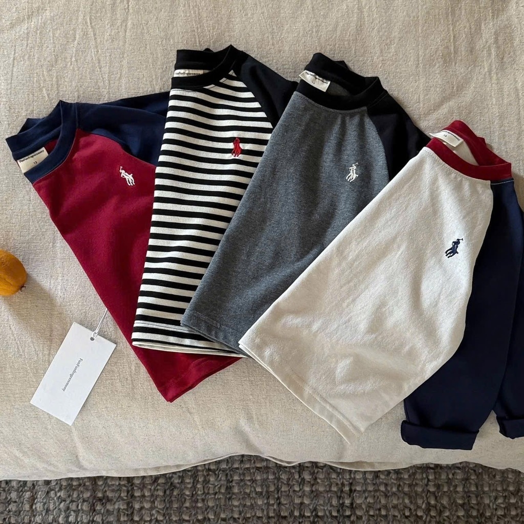 SET 4 ÁO ĐỎ XÁM BE DÀI TAY BÉ TRAI