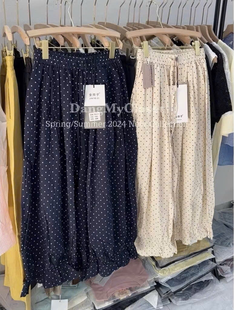 QUẦN VẢI HOẠ TIẾT CHẤM BI NỮ