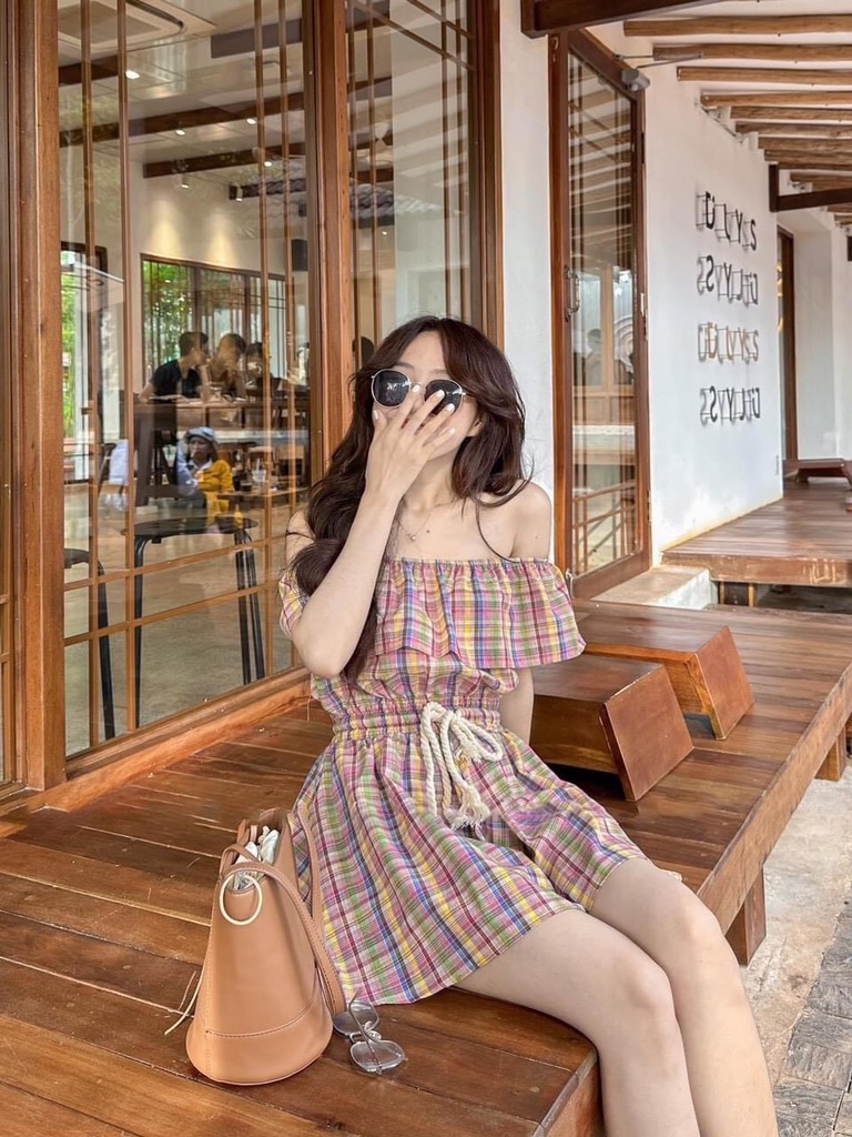 VÁY JUM KẺ BÈO NGỰC CHUN EO(xả 59k)