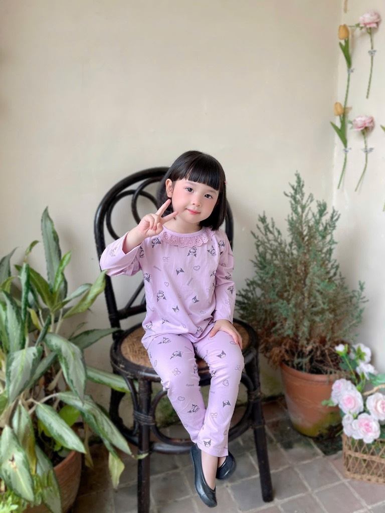 SET 2 BỘ DÀI COTTON TÀU TONE TÍM BÉ GÁI