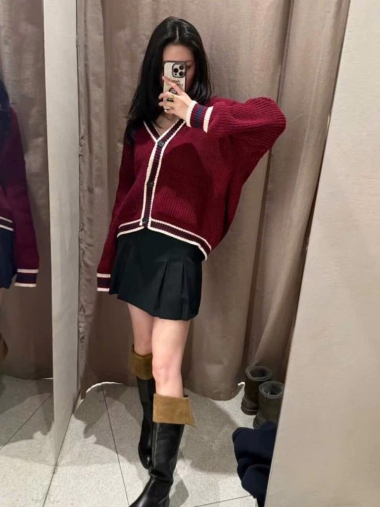 ÁO LEN CADIGAN MẬN Z.ARA PHỐI VIỀN NỮ THU ĐÔNG