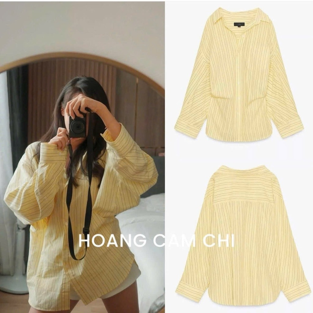 ÁO SƠ MI KẺ Z.ARA LI EO MẶC 2 KIỂU NỮ SẴN