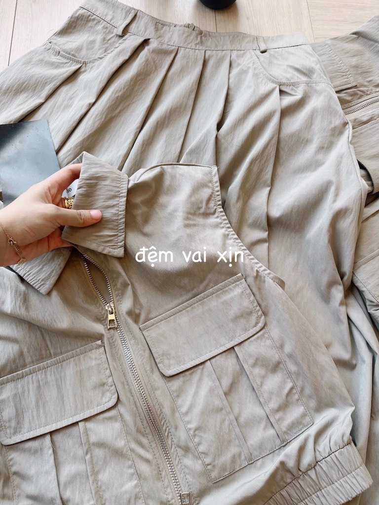 SET CHÂN VÁY LY TÚI HỘP CHUN GẤU NỮ SẴN