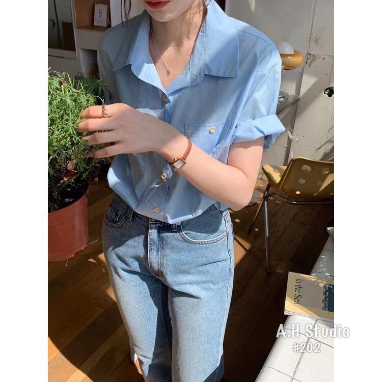 SƠ MI KHUY GỖ CỘC TAY SẴN