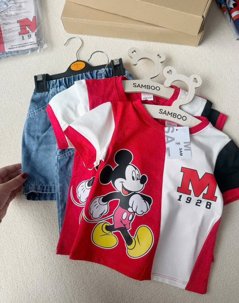 SET CỘC MICKEY QUẦN JEAN ĐÙI BÉ TRAI SẴN (xả 75k)