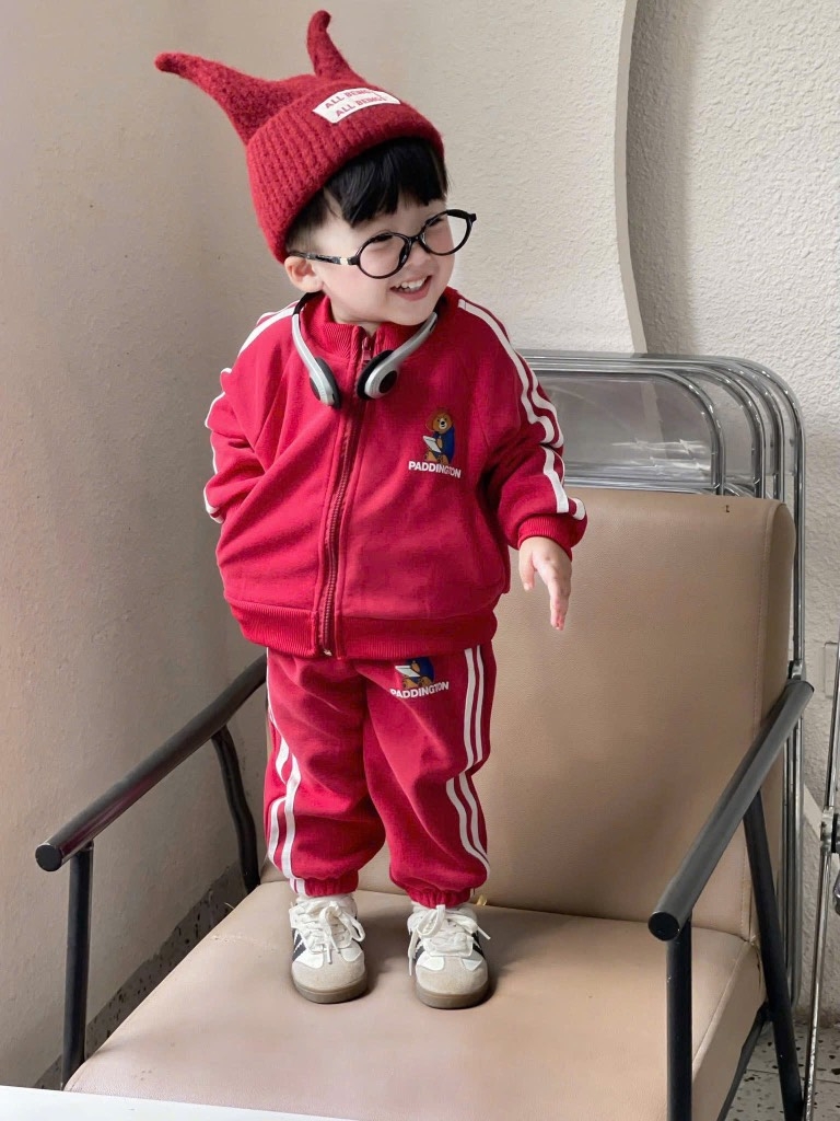 SET BỘ DÀI NỈ GẤU PADDINGTON ĐỎ XÁM BÉ TRAI