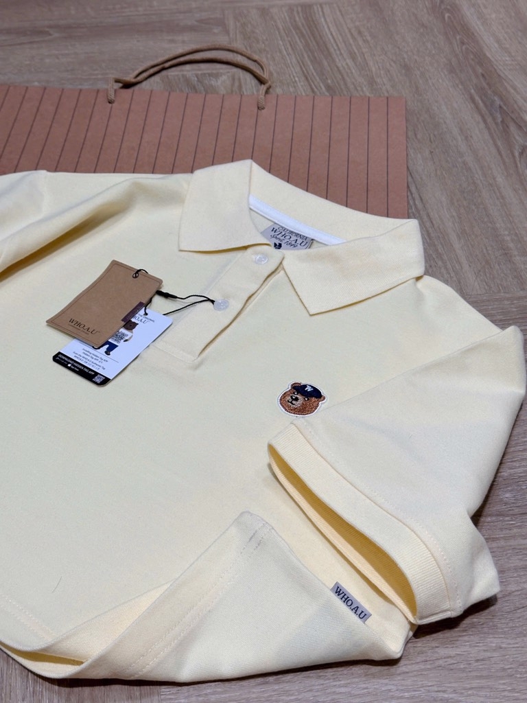 ÁO POLO VÀNG THÊU GẤU TUỒN NỮ