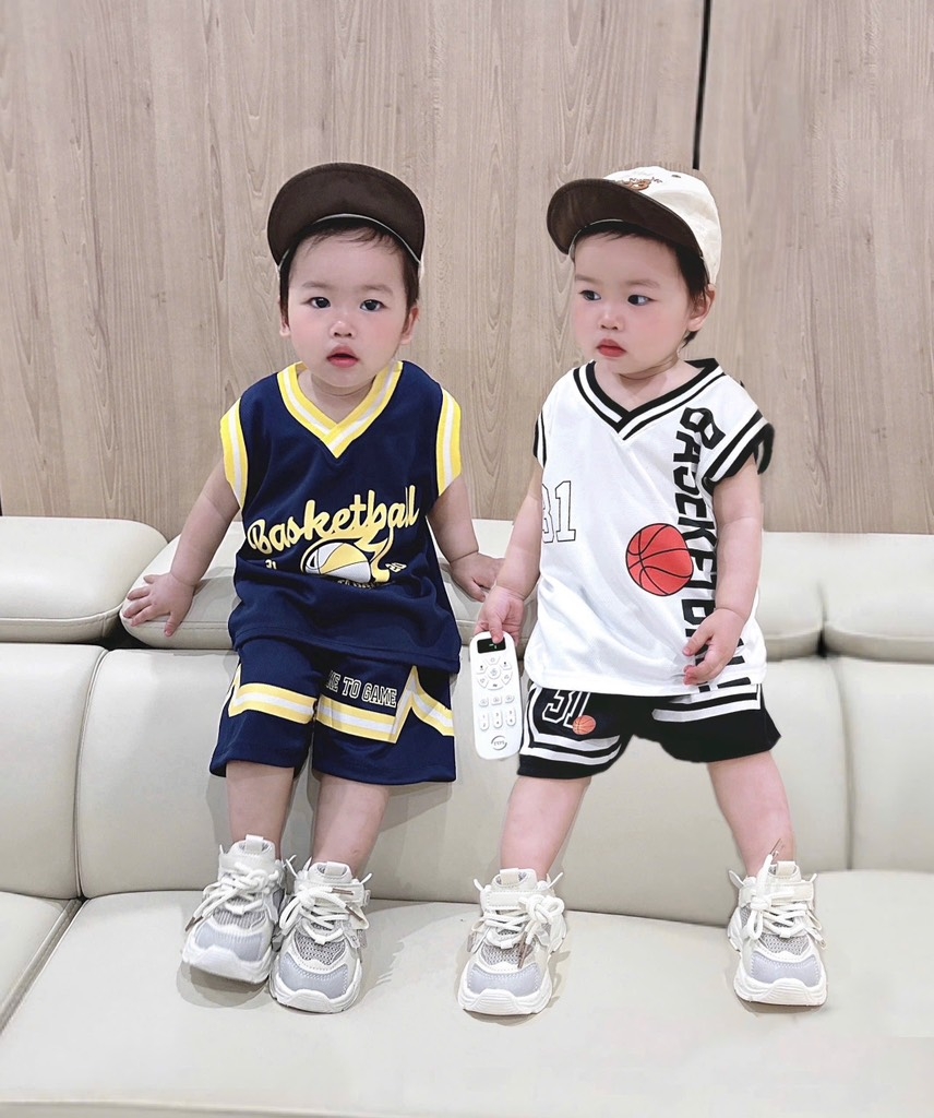 SET 2 BỘ BÓNG RỔ TRẮNG THAN BÉ TRAI(Xả 79k)