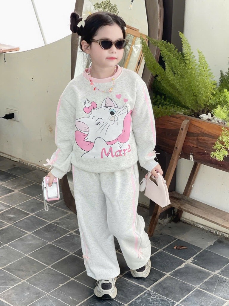 BỘ DÀI NỈ HAI DA MÈO MARIE HỒNG XÁM BÉ GÁI