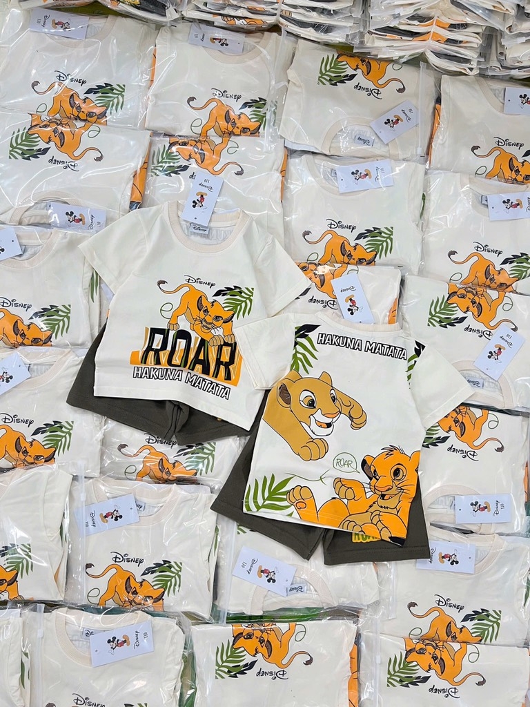 SÉT SƯ TỬ ROAR COVER DISNEY MIX QUẦN SHORT RÊU BÉ TRAI