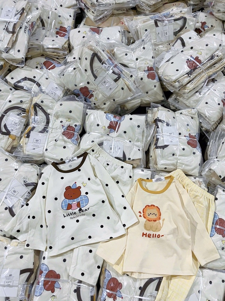 SET 2 BỘ DÀI TONE VÀNG NHẠT XINH IU BÉ GÁI