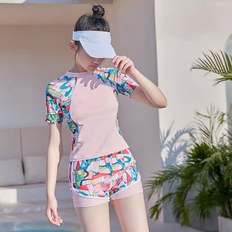 SET BỘ BƠI MẸ VÀ BÉ 2 MÀU HỒNG TÍM PHỐI