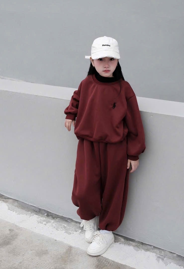 BỘ DÀI NỈ ĐỎ THÊU NGỰA NHÍ SIZE ĐẠI BÉ TRAI BÉ GÁI