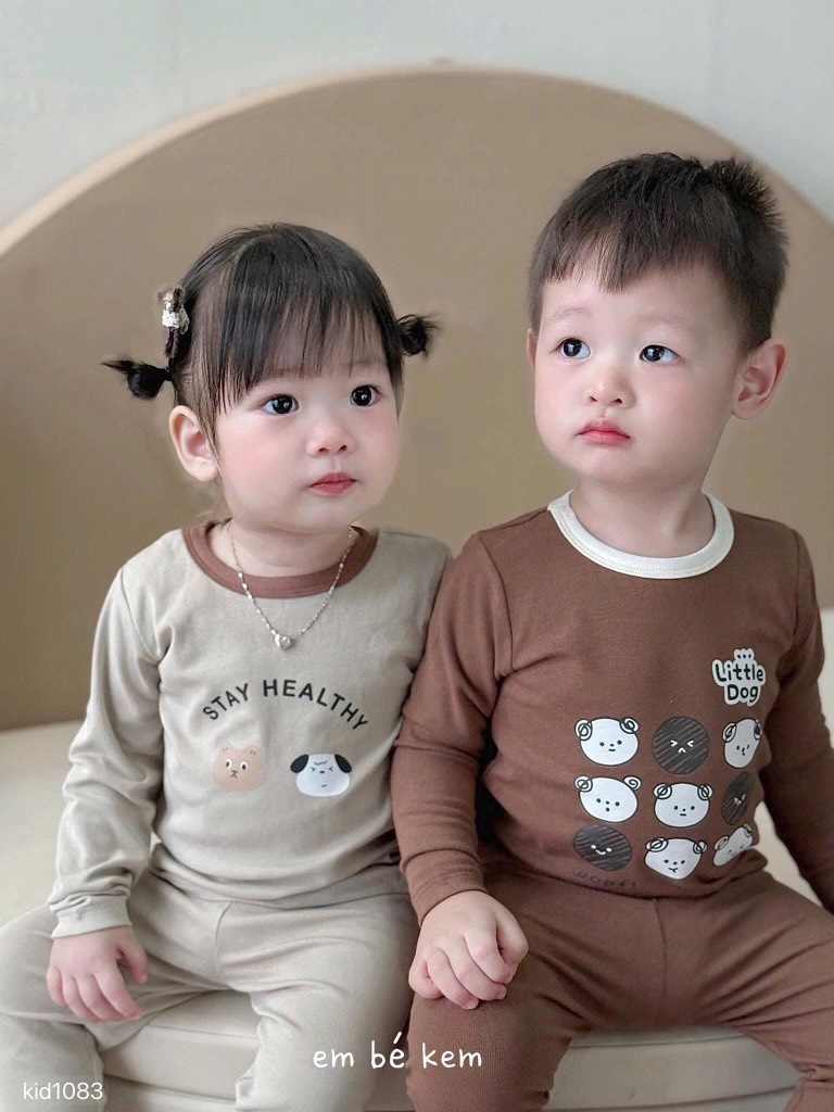 SET 2 BỘ DÀI TÂY TONE NÂU BE CHO BÉ TRAI BÉ GÁI