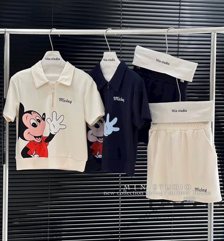 SET BỘ MICKEY CỔ KÉO KHOÁ CVAY NỮ