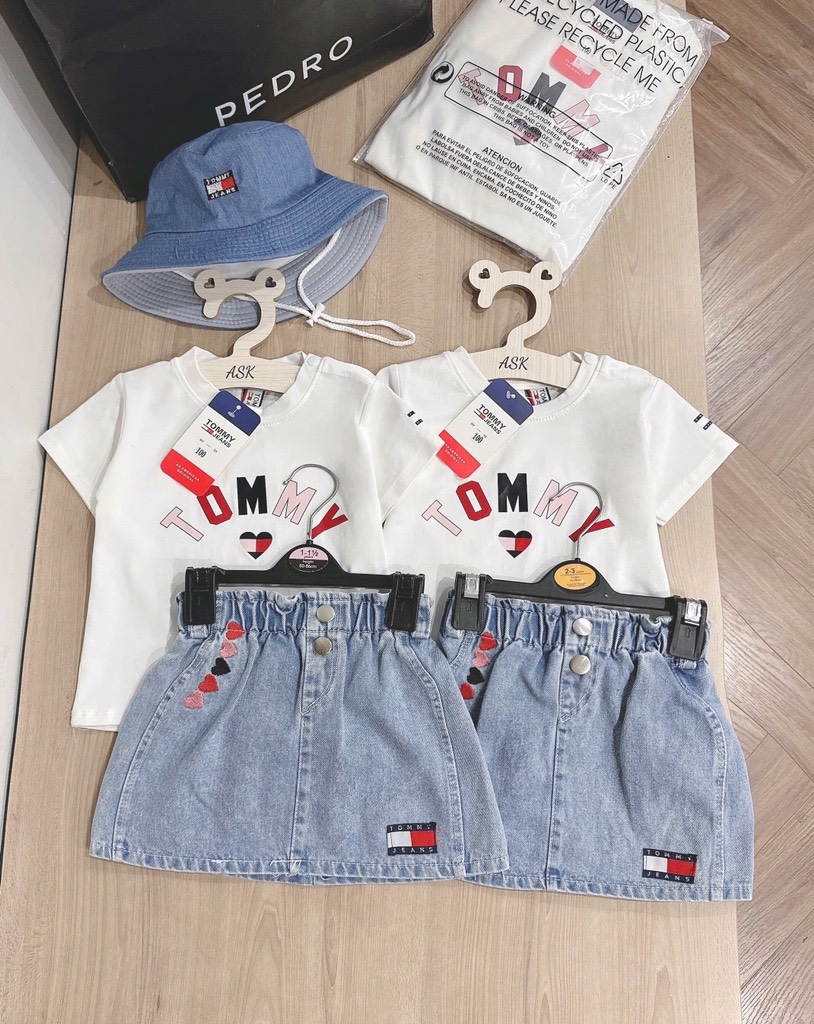 SET VÁY JEAN TÔM MÌ KID + MŨ BÉ GÁI(75k)