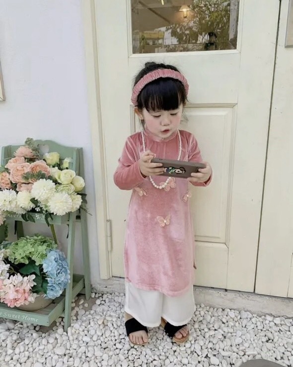 ÁO DÀI NHUNG KID XẢ