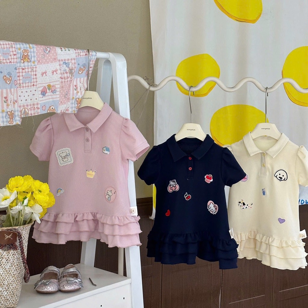VÁY POLO CỔ BẺ 3 TẦNG HÀN QUỐC CHO BÉ GÁI