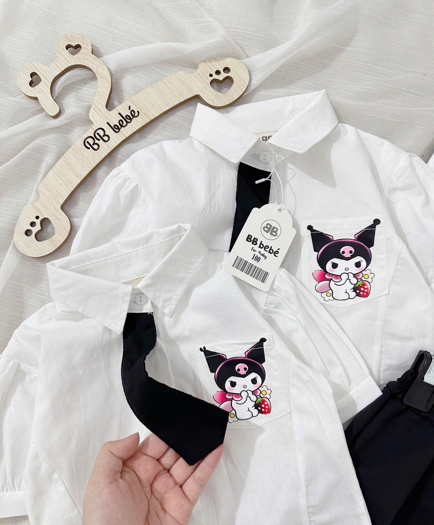 SET CỘC ÁO SƠ MI TRẮNG KÈM QUẦN VÁY KURUMI BÉ GÁI SẴN( xả 69k)