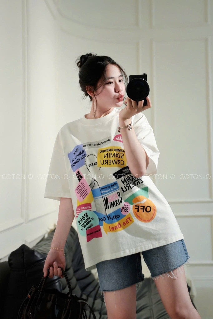 ÁO PHÔNG DECAL CHỮ NỮ