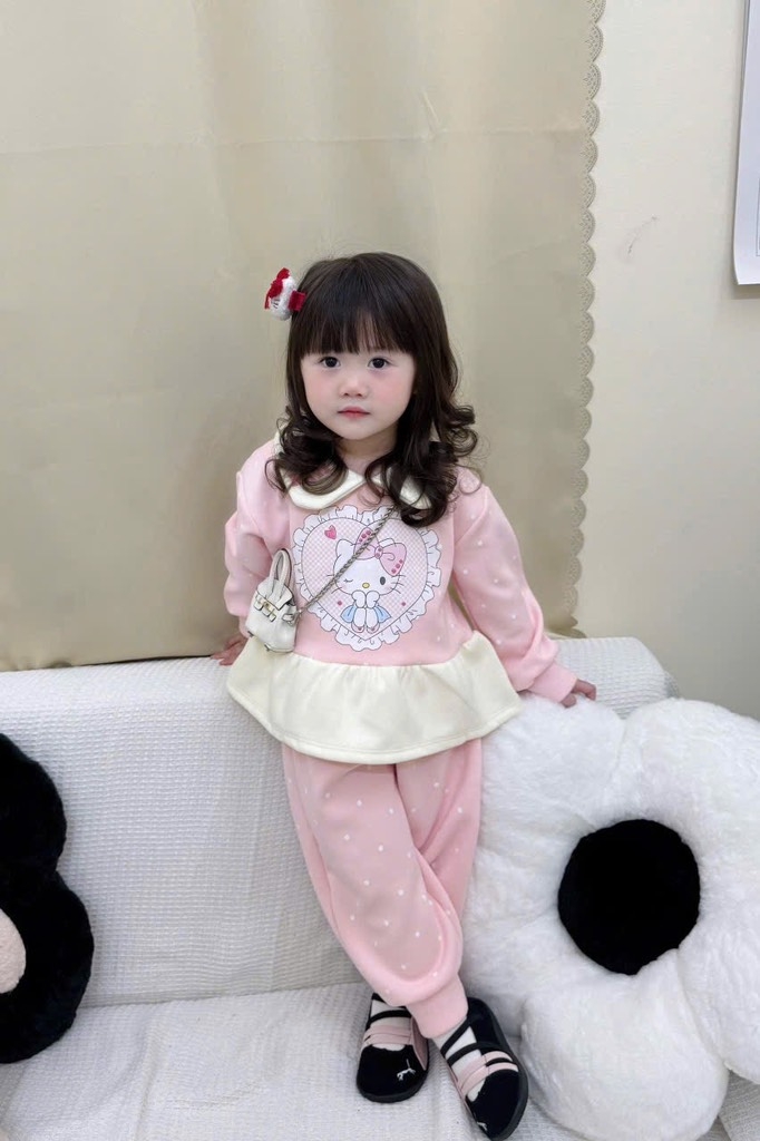 BỘ NỈ 2 DA HELLOKITTY BÉ GÁI