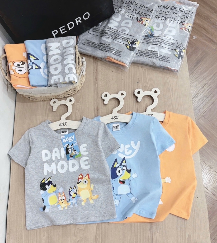 SET 3 ÁO CỘC BLUEY DƯƠNG XÁM CAM BÉ TRAI (XẢ 69k)