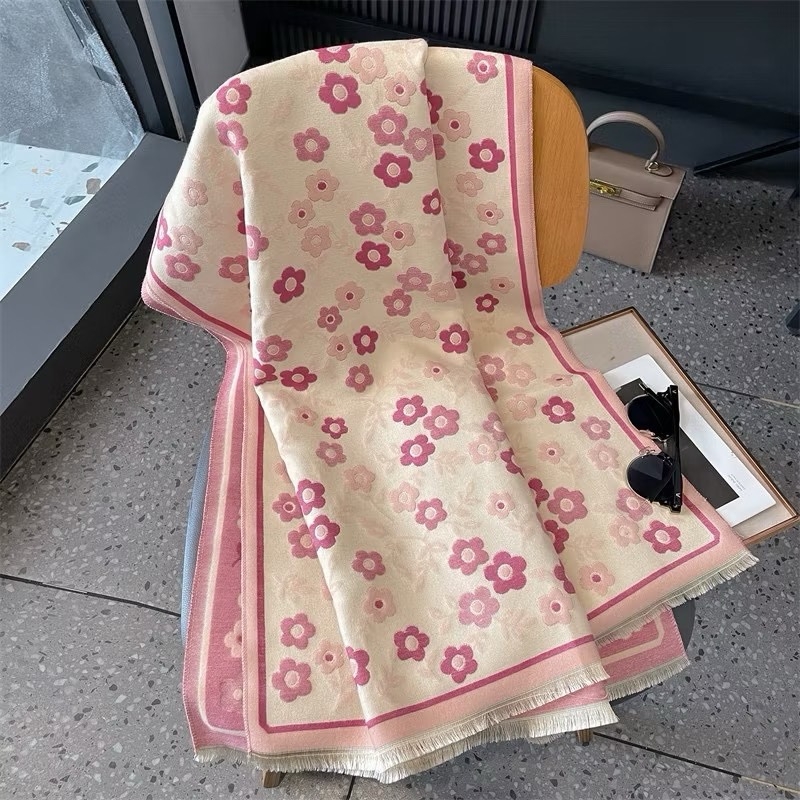 KHĂN MŨ - KHĂN CHOÀNG HOA ANH ĐÀO HỒNG NỮ THU ĐÔNG