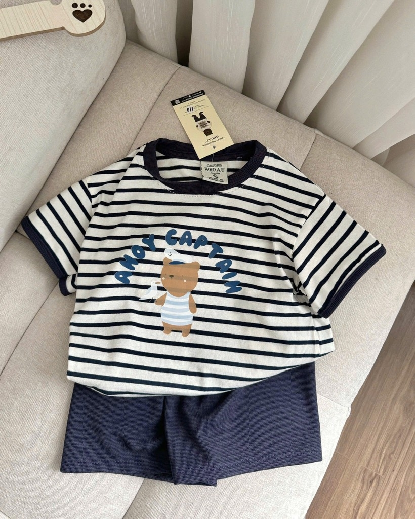 SET ÁO KẺ QUẦN ĐÙI BÉ TRAI