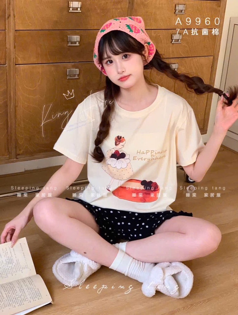 SET NỮ ÁO CỘC BE MIX QUẦN CHẤM BI SẴN