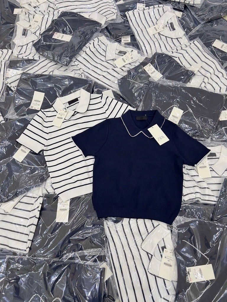 ÁO POLO DỆT VIỀN REN ZARA NỮ
