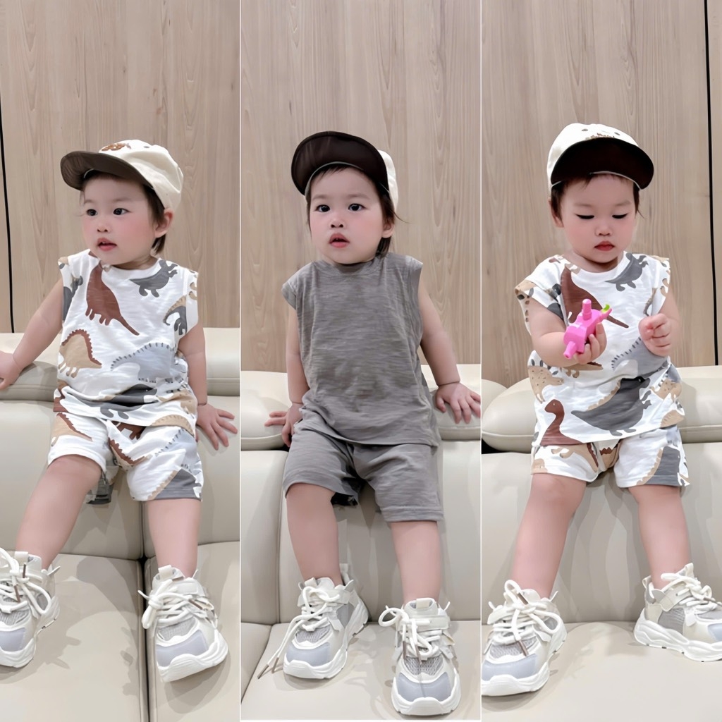 SET 2 BỘ KHỦNG LONG TONE XÁM BÉ TRAI SẴN( xả 72k )