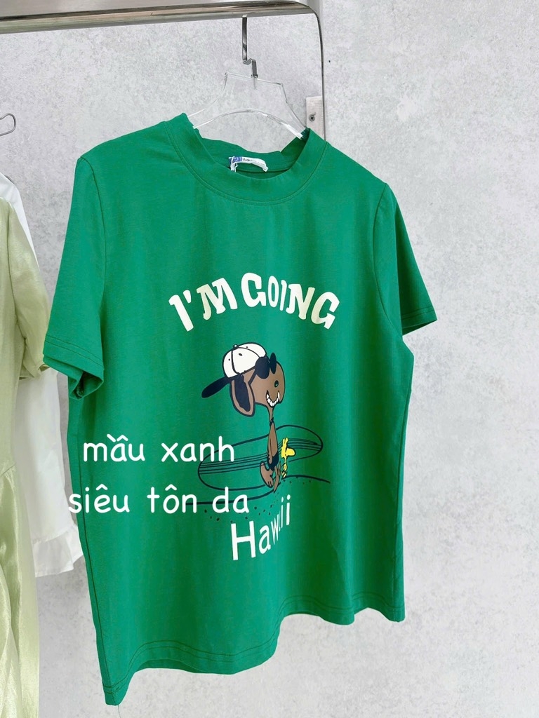 ÁO COTTON XANH HAWAI I AM GOING NỮ