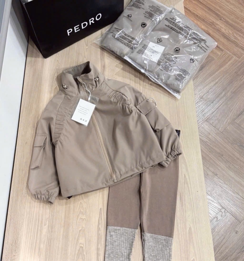SET ÁO GIÓ NÂU KÈM QUẦN LEGGING BÉ GÁI