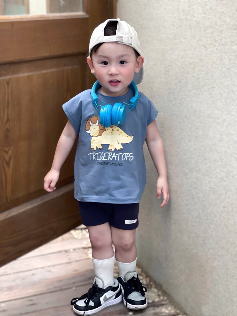 SET 3 ÁO PHÔNG ĐEN TRẮNG XANH KHỦNG LONG BÉ TRAI