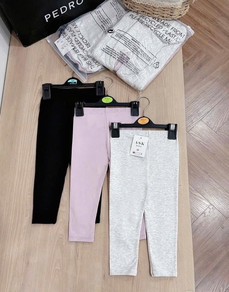 SET 3 QUẦN LEGGING DÀI LÓT LÔNG BÉ GÁI