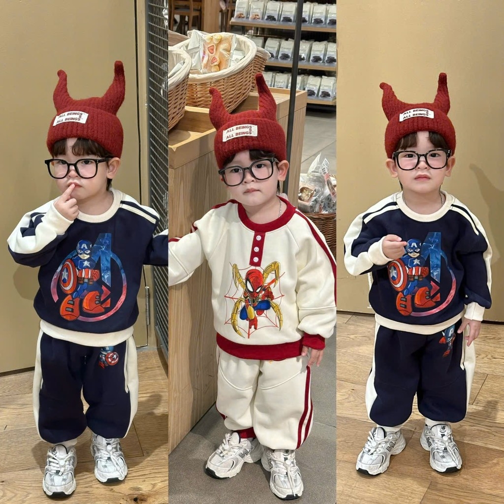 SET BỘ DÀI NỈ SIÊU NHÂN MARVAL 2 MÀU PHỐI BÉ TRAI