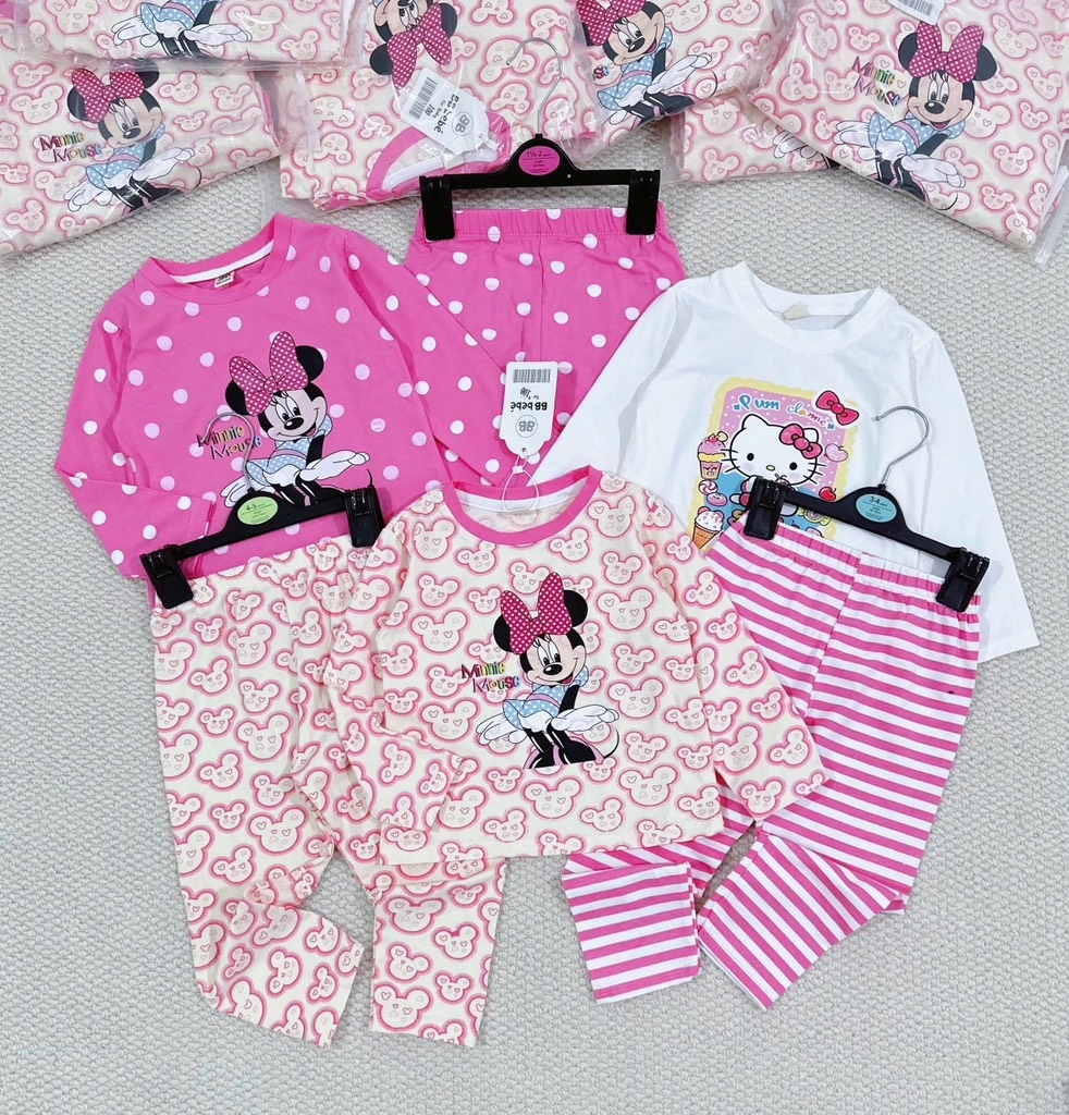 SET 3 BỘ DÀI MICKEY HELLO KITTY TONE HỒNG BÉ GÁI(XẢ 155k)
