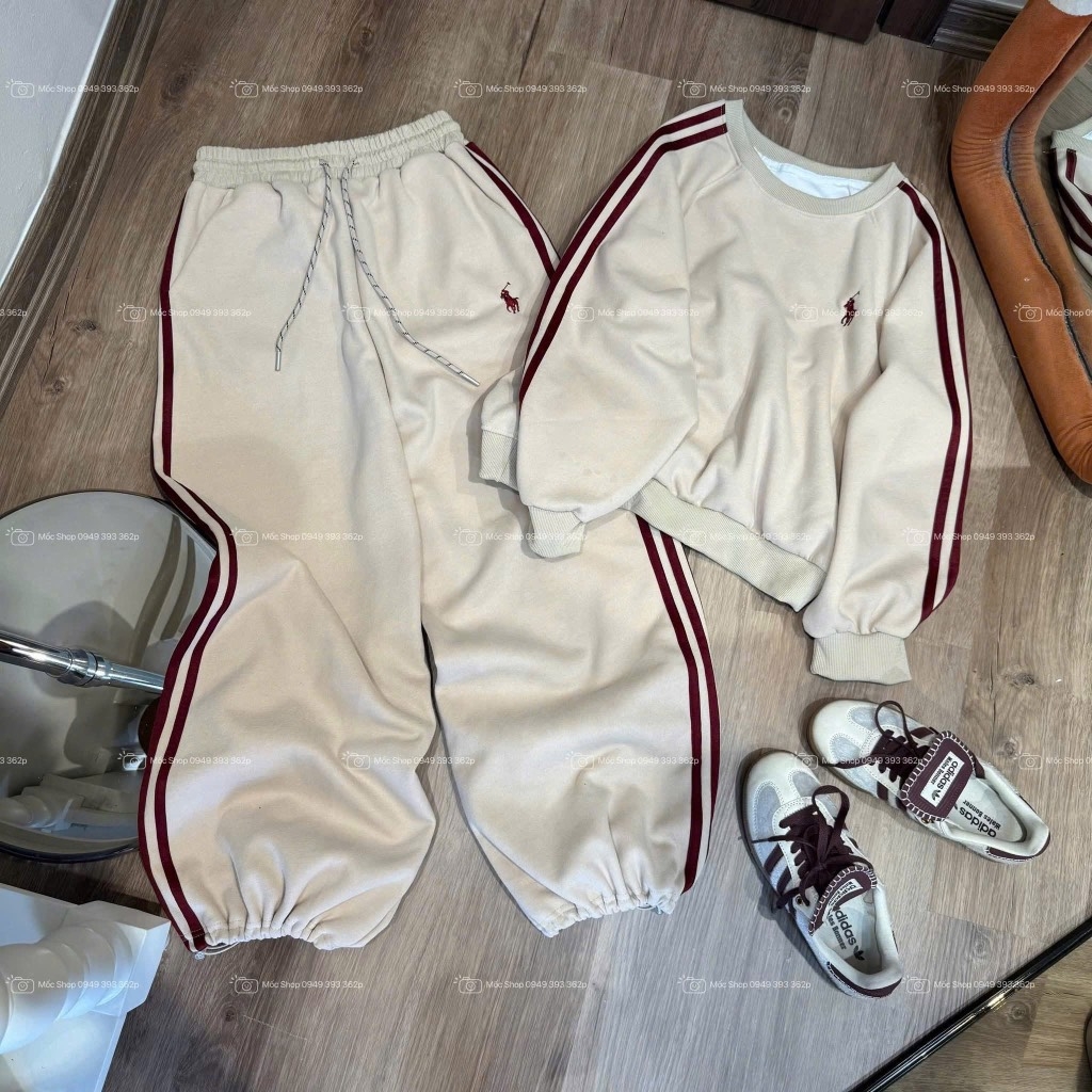 SET NỈ HAI DA KẺ ĐỎ THÊU NGỰA NỮ THU ĐÔNG