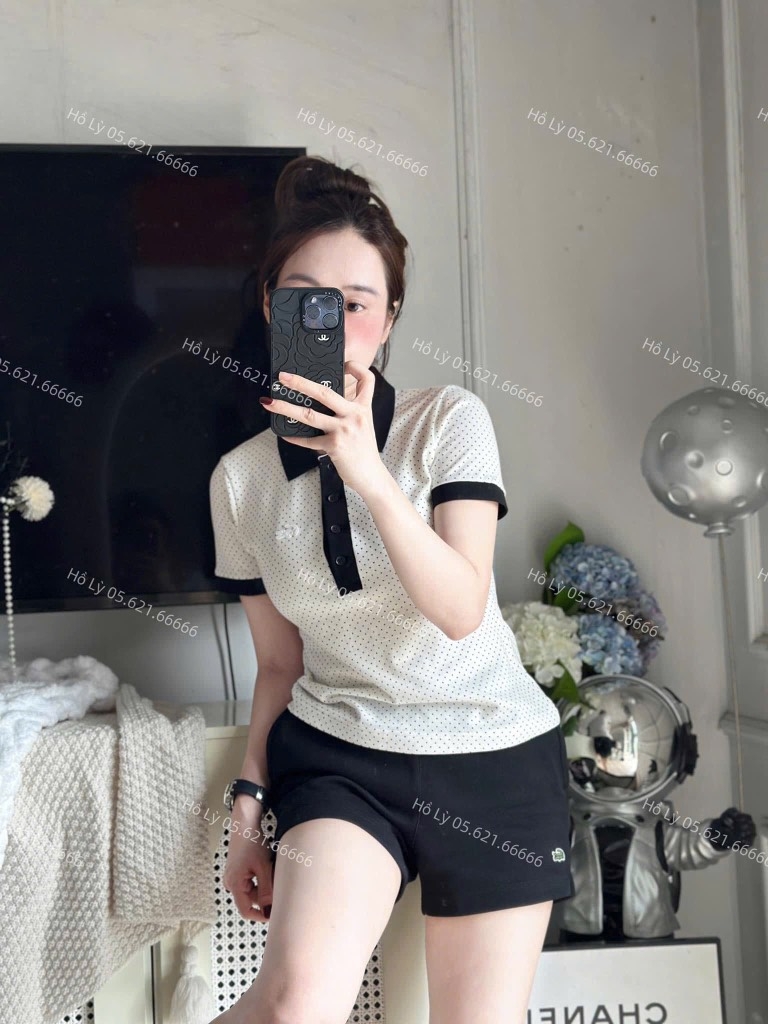 ÁO POLO CHẤM BI LẮC CỘT NỮ