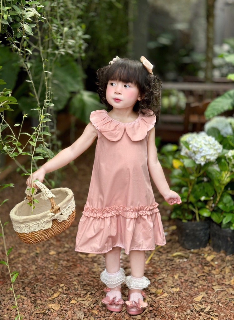 VÁY ĐŨI HỒNG CỔ SEN ĐUÔI CÁ TIỂU THƯ CHO BÉ GÁI SẴN (SALE 65k)
