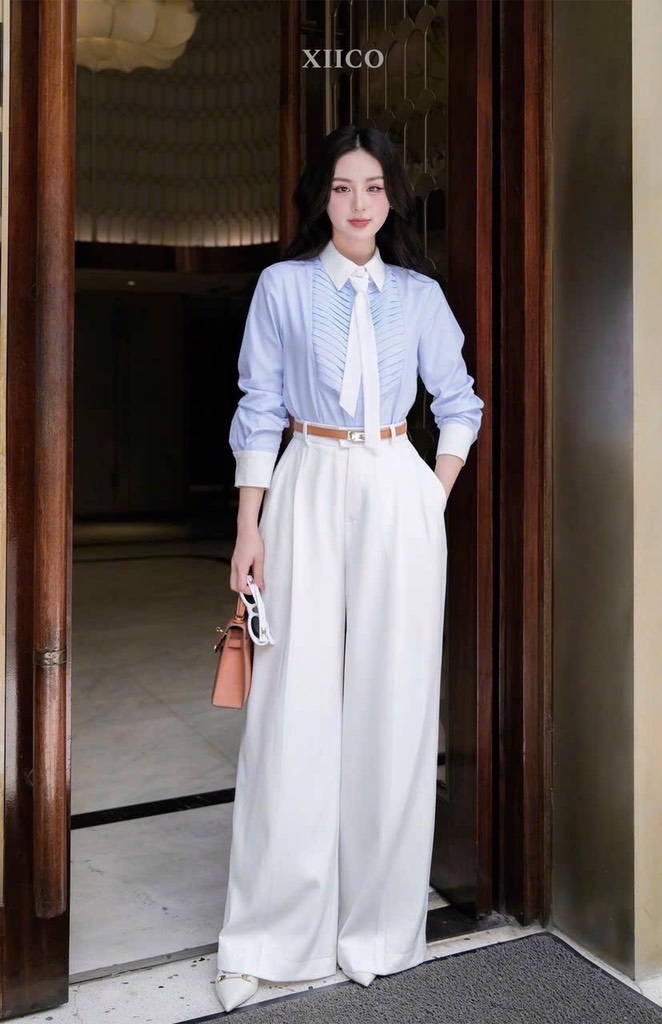 ÁO SƠ MI LI XẾP CHÉO MIXX CAVAT RỜI NỮ SẴN