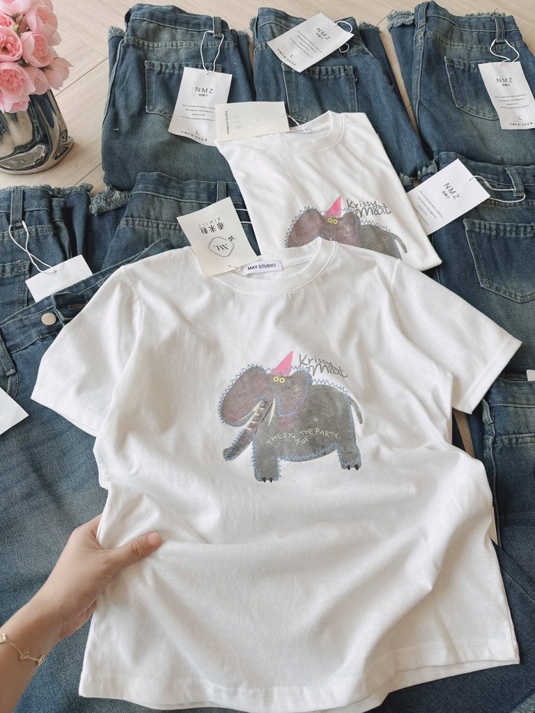 SET NGỐ JEANS NỮ CHÂN RUA MIX PHÔNG GIẤY VOI SẴN