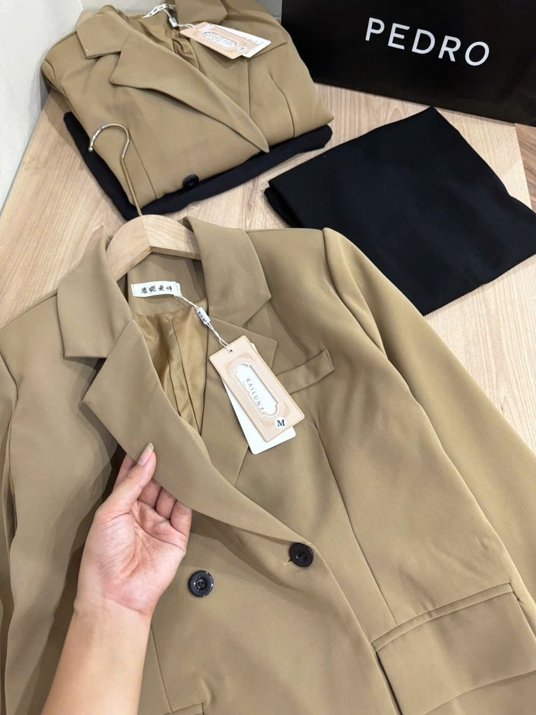SET BLAZER PHỐI VÁY MIDI 2 DÂY NỮ THU ĐÔNG