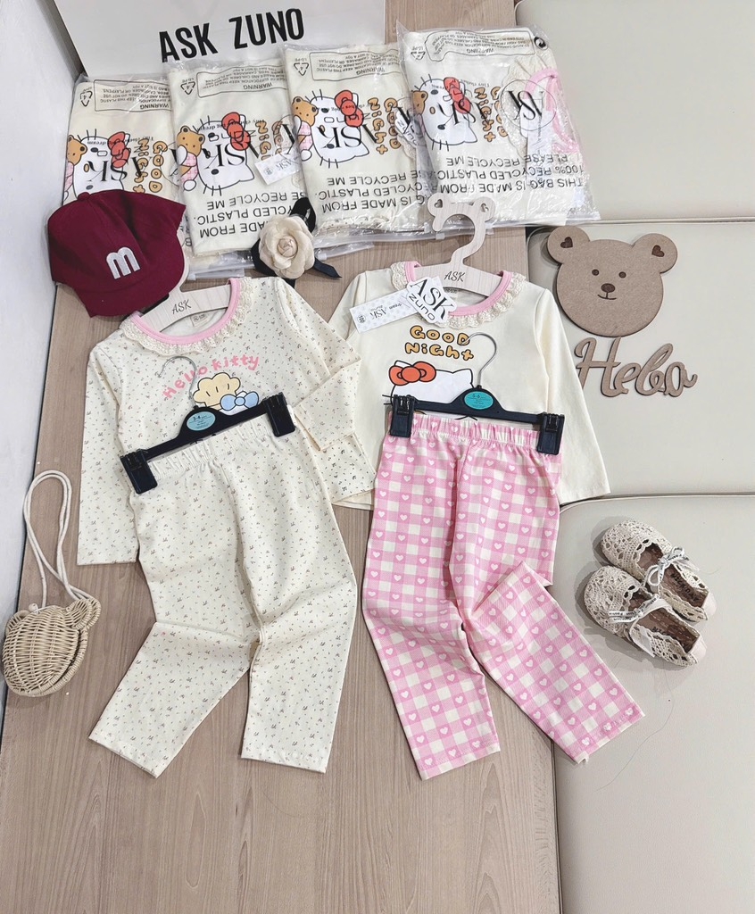 SET 2 BỘ DÀI MÈO HELLO KITTY TONE BE BÉ GÁI SẴN (SALE 99k)