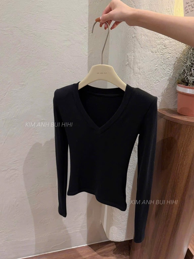 ÁO ZIP LÓT LÔNG CỔ V ĐỘN VAI NỮ THU ĐÔNG