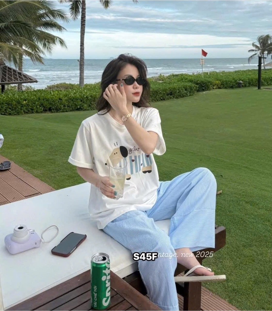 SET ÁO PHÔNG CÚN QUẦN KẺ SUÔNG CHO NỮ SALE 99k)