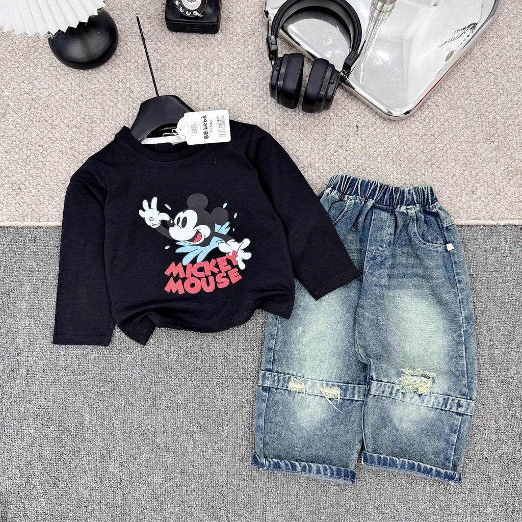 SET BỘ DÀI ÁO MICKEY QUẦN BÒ BÉ TRAI
