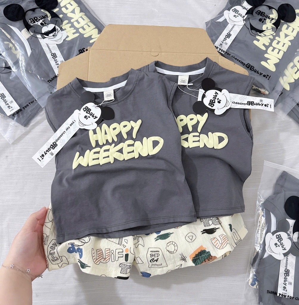 SET CỘC WEEKEND XÁM BÉ TRAI (xả 59k )